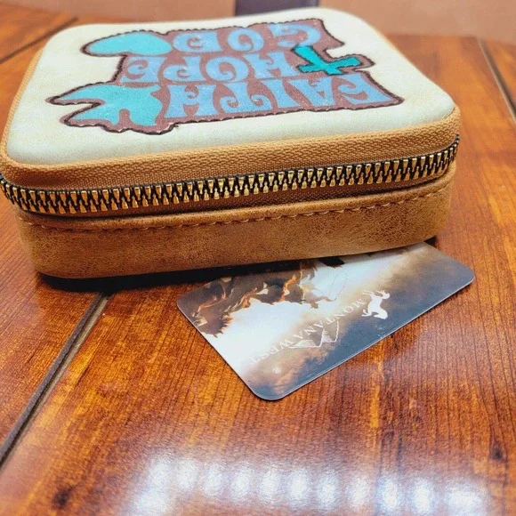Montana West Western Pill Box Organizer Faith Hope God Brown and Beige Storage